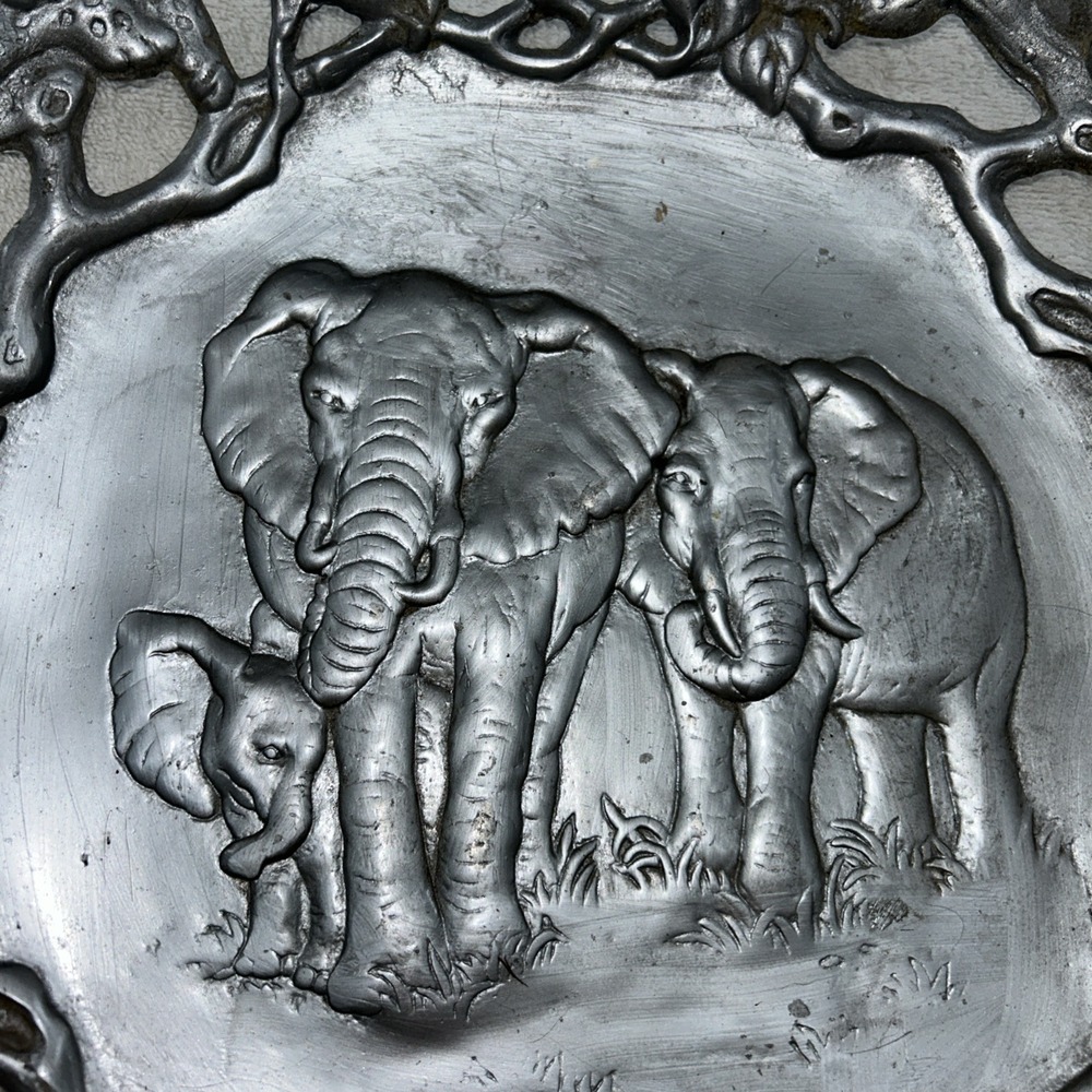 Vintage Arthur Court 1997~11.5x11"Elephants & Leopards Serving Tray Platter Bowl - Picture 2 of 6